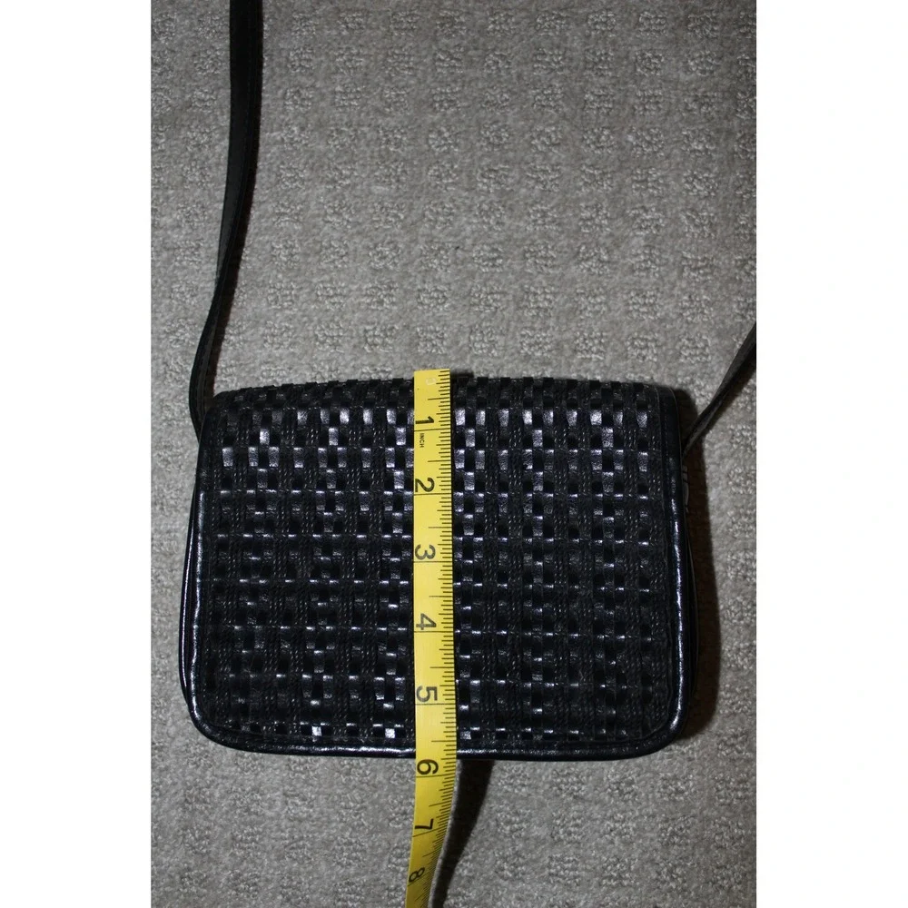 VTG Liz Claiborne Black‎ Woven Leather Crossbody Bag Organizer Purse